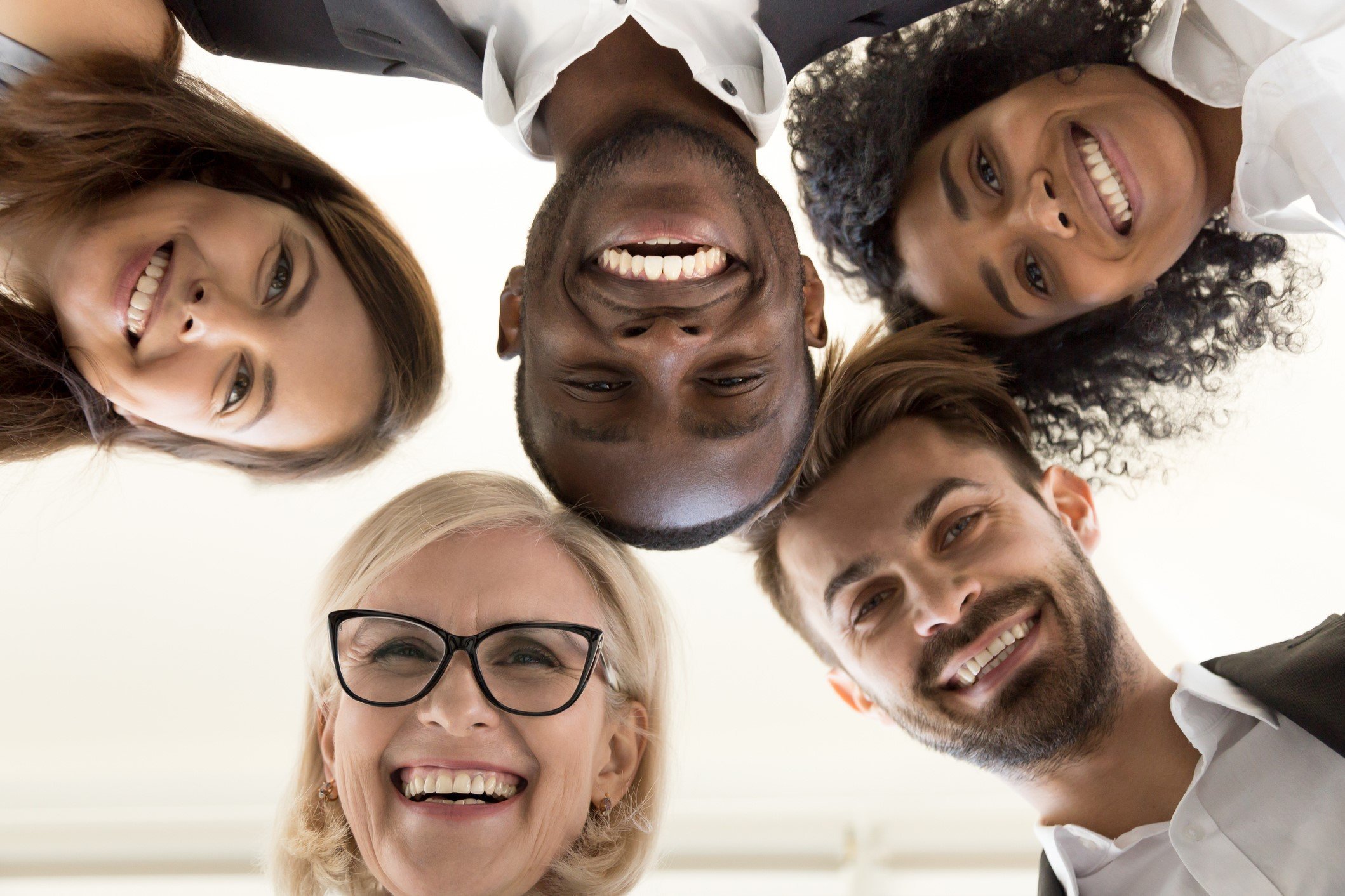 Multicultural team smiling